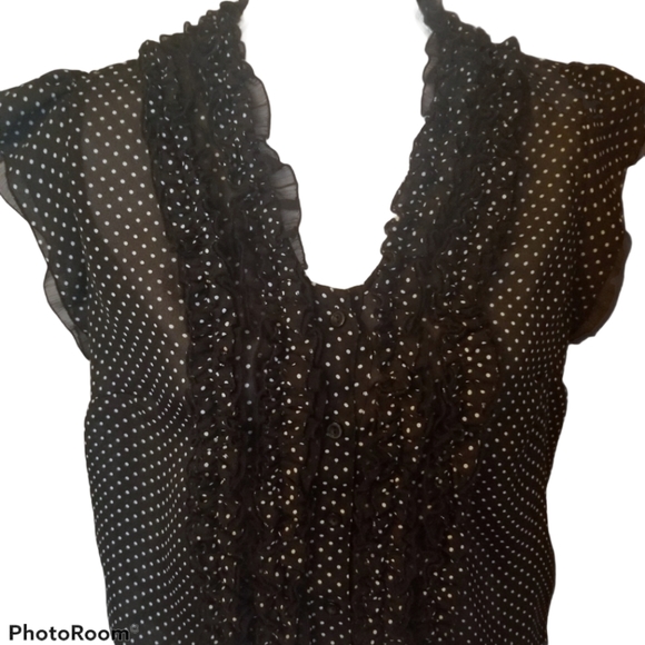 Dress Barn Tops - Dress Barn semi-sheer black/white dot top